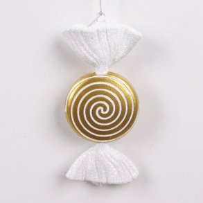 XL Slik juleophng Perlemor guld, bolsje. 18 cm