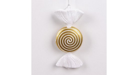 XL Slik juleophng Perlemor guld, bolsje. 18 cm