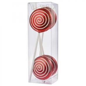 XL Slikkepinde, Rd perlemor. 25 cm. 4 stk.