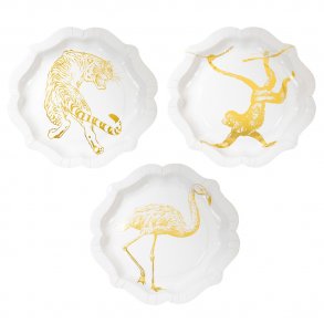 Paptallerkener, vilde dyr. GULDTRYK. 12 stk