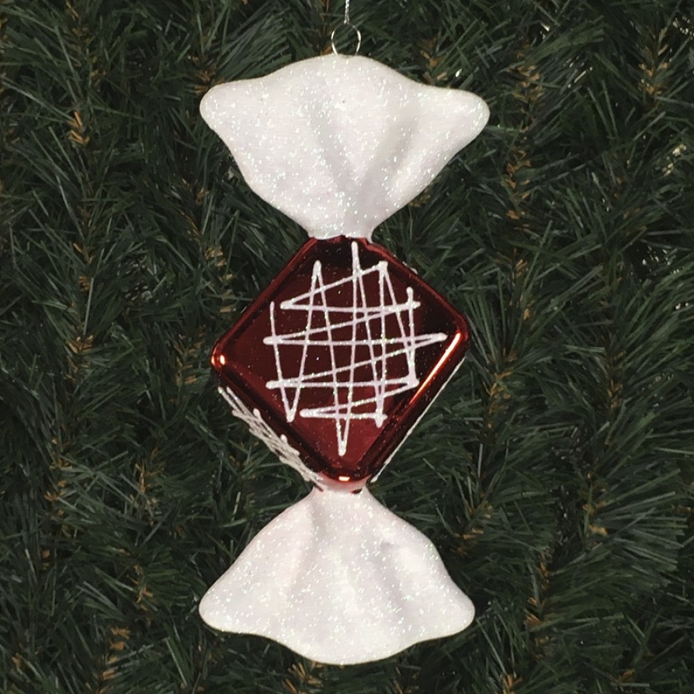 Slik juleophæng. Diamond, Blank  rød. 19 cm