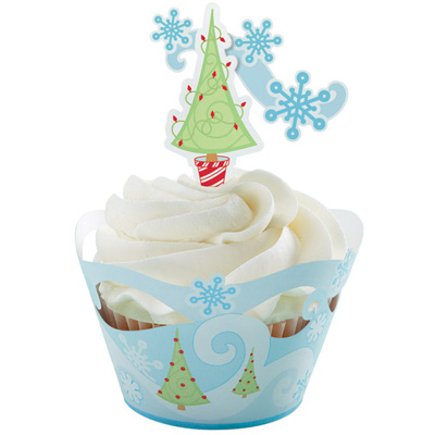 SNOWFLAKE Cupcake wrap med kagepynt pix.