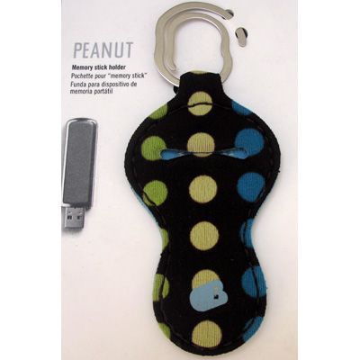 Billede af Built Peanut USB Sleeve,brun m.grøn/blå/beige prik
