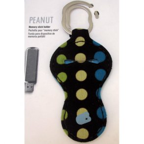 Built Peanut USB Sleeve,brun m.grn/bl/beige prik