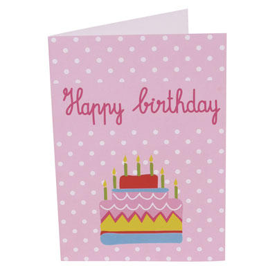 Billede af Happy Birthday kort, lyserød