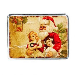 Metal æske med julemand og børn. Nordal.