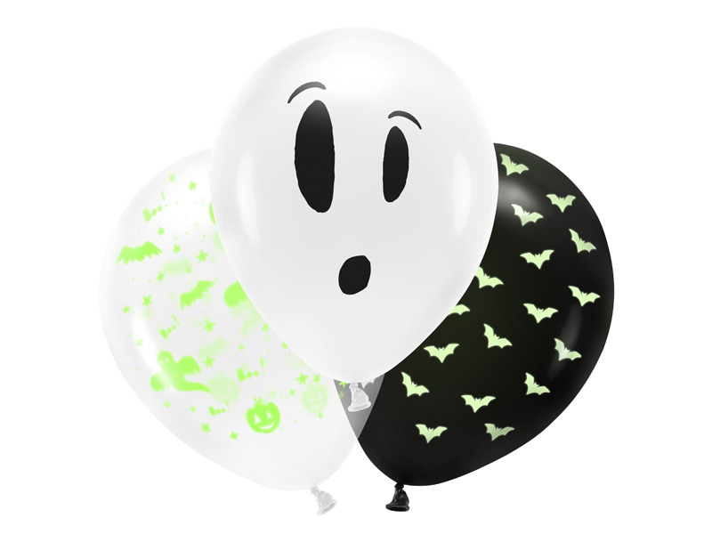 Halloween balloner til UV lys. BOO! 3 stk